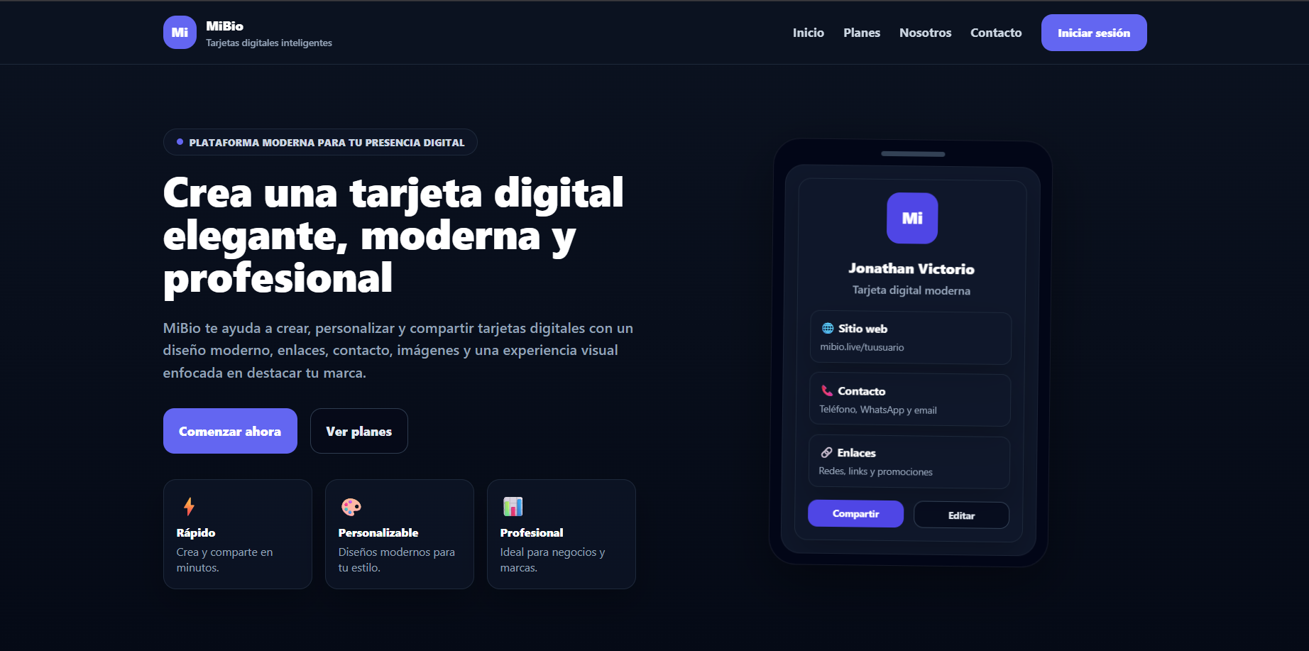 Captura del proyecto MiBio